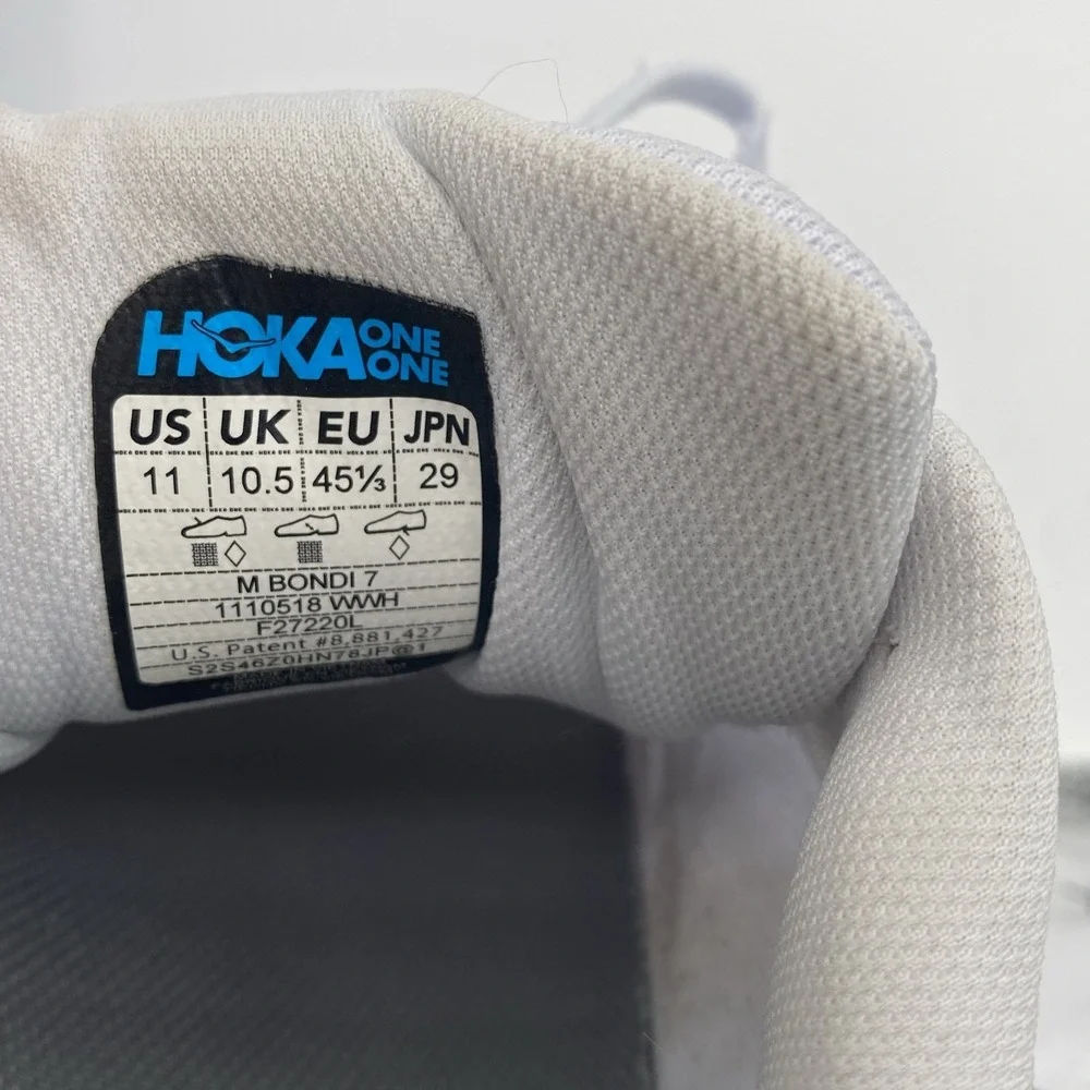 Hoka One Men's 11 M Bondi 7 White Running Sneakers 1110518 - Picture 7 of 8